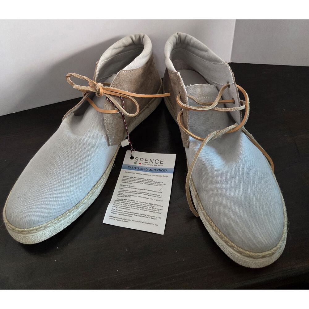 New Be Positive x Spence Chukka Boot Canvas Suede Cream Tan Size 44 (US 10.5)